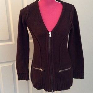 Bask zip up dark brown sweater